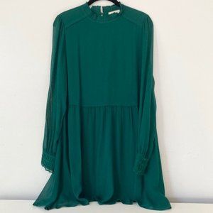 Silk Sezane Mini Dress Emerald Green
